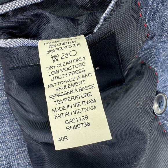 Tommy Hilfiger Mens Modern Fit Double-Breasted Linen Blend Suit Jacket Blue 40R - Picture 5 of 5